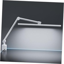 2-Arms Swing Long LED Desk Lamp with Clamp, CRI 95 Eye-Caring Light, White