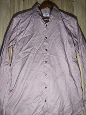 Eton Contemporary Men  s 42 16.5 Purple Check Button Up Tencel Cotton Blend