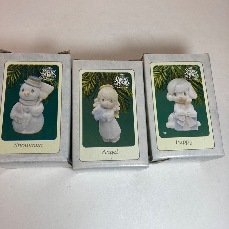 Enesco Precious Moments lot of 3 Ornaments Puppy Snowman Angel 1994 33934