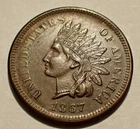 1867 Indian Head Small Cent, Better Early Date, Old US Penny, Choice BU
