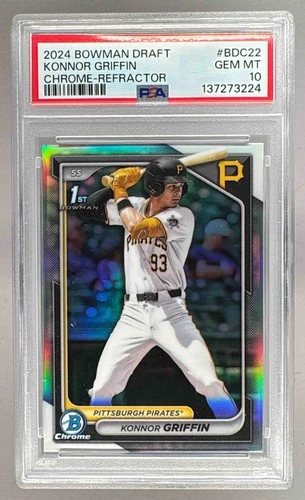 3224 Konnor Griffin 2024 Bowman Chrome Draft #BDC-22 Refractor 1st RC PSA 10