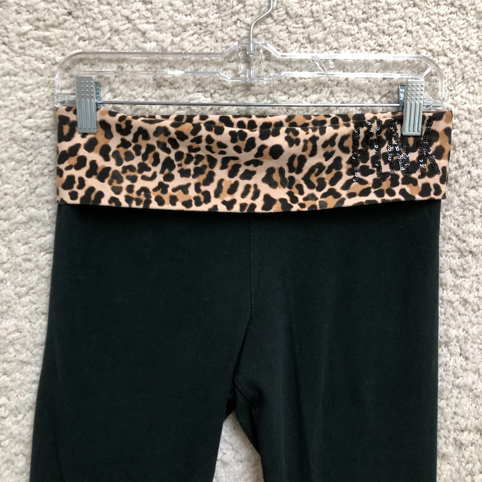 ROSA Yoga Victorias Secret Leggings Pequeño Adulto Negro Capri Leopardo Mujer S Foto 2 de 4