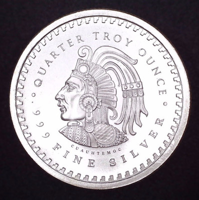 Mexico Cuauhtemoc / Aztec Calendar - Silver Coin, 1/4 oz .999 Fine