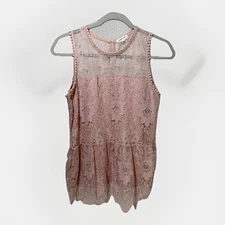 Paper + Tee Women’s Pink Sleeveless Lace Shirt Size Medium