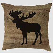 Rustic Hunting Cabin Lodge Lake House BLACK MOOSE THROW PILLOW COVER HOME DECOR