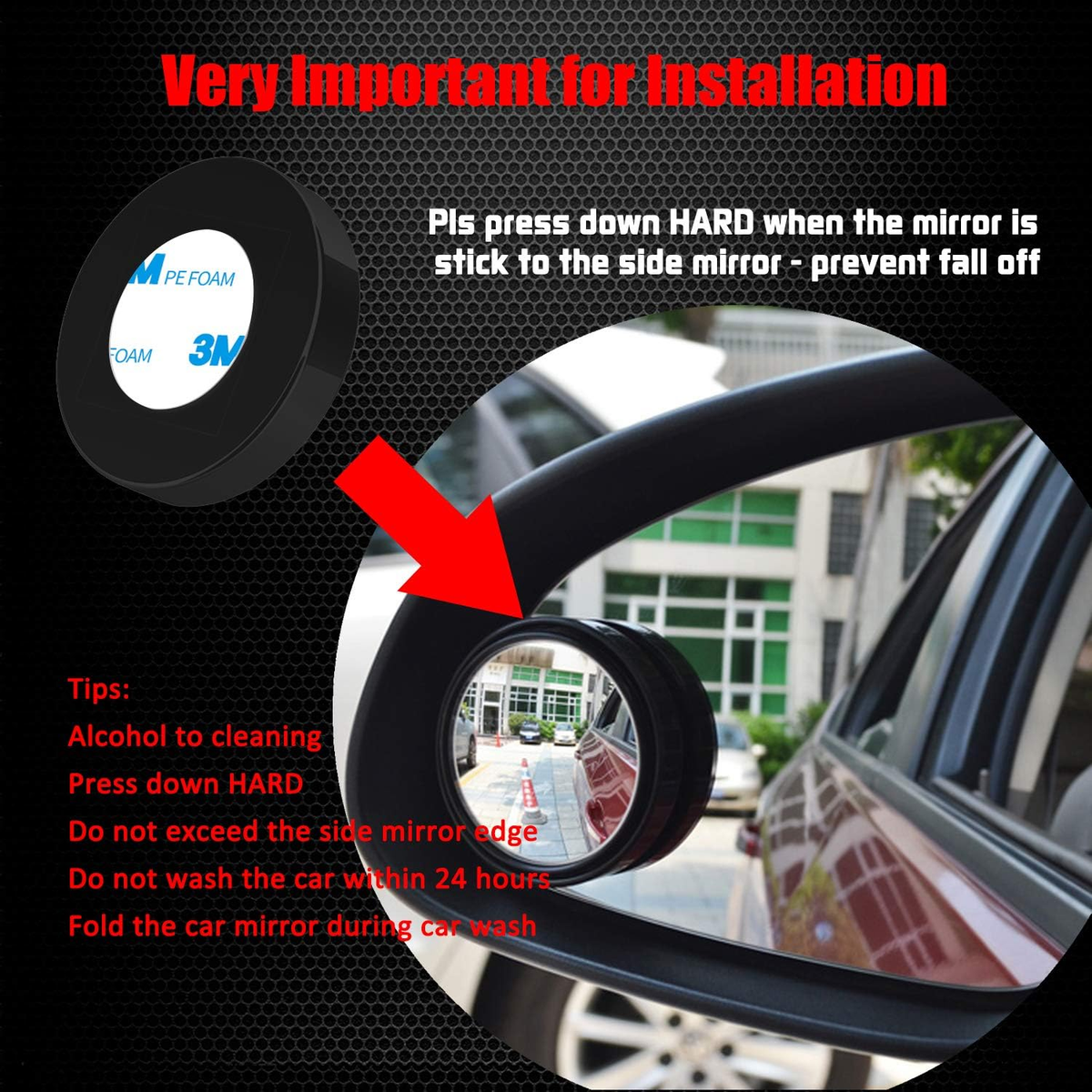 2 Espejos Retrovisores De Punto Ciego Para Coche - Redondos, Convexos, Ajustables 360°, Adhesivos, HD - Pack De 2 Unidades