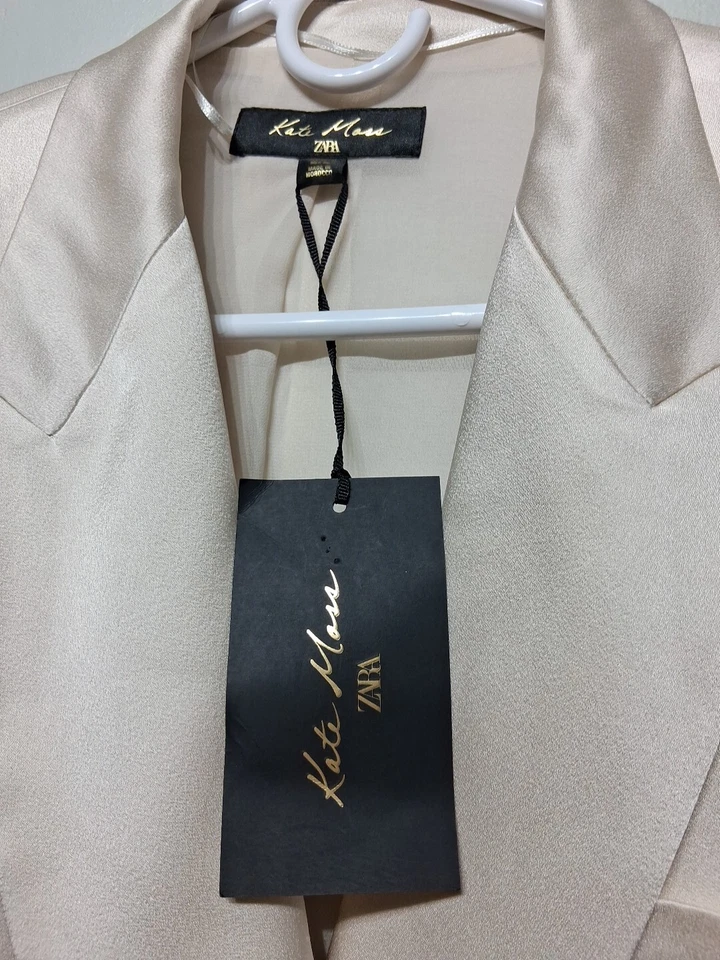 Blazer Zara X Kate Moss Marfil Doble Pecho Satinado Talla M Foto 3 de 4