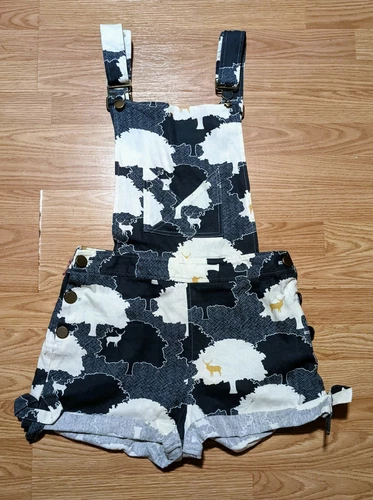 Vaute Overalls Romper S Rare Deer Print Cotton Canvas Summer Whimsical video thumbnail