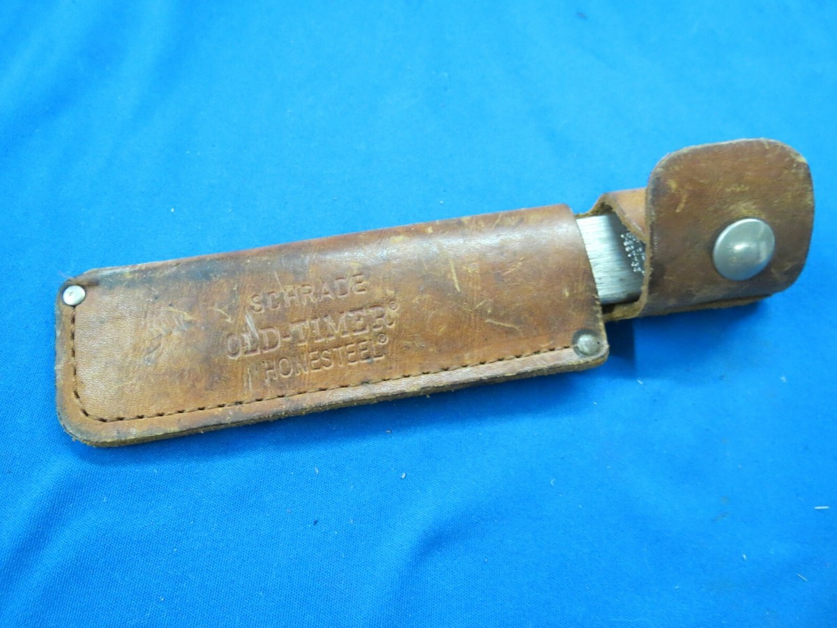 Vintage Schrade Old-Timer Honesteel Sharpening Steel,Leather