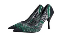 Prada Seltene Knit Pumps Schuhe 1I192L Schwarz Gruen Weiss Grau Neu 40,5 Uk 7.5