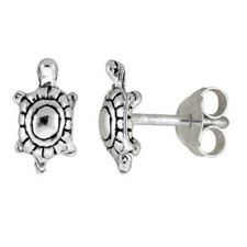 Sterling Silver Turtle Stud Earrings