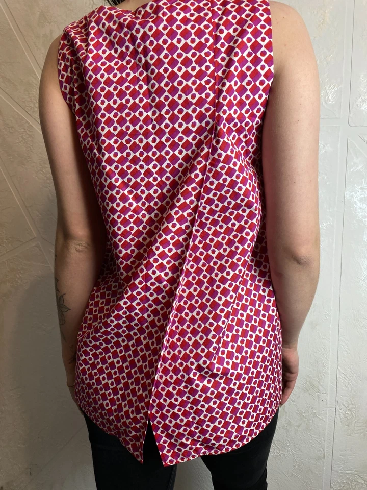 Weekend MAX MARA Pink Geometric Pattern Tank Top Blouse - Image 3 of 4