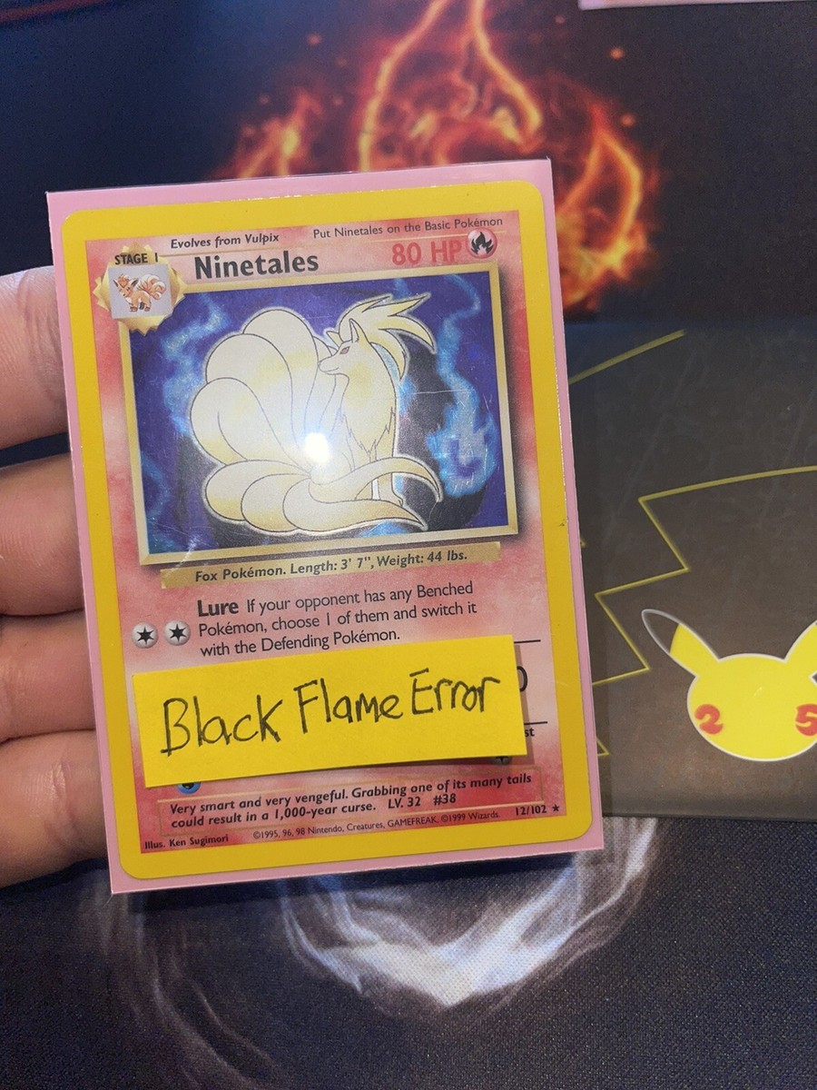 Pokemon Card🖤Black Flame Error🔥Misprint Ninetales Base Set 12