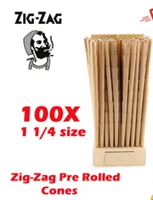 Zig-Zag 1 1/4 Size Unbleached Pre rolled Cone 100 Cones Free Shipping