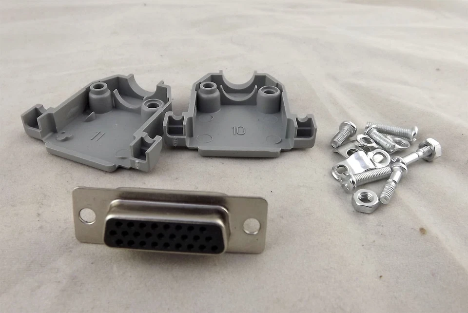 10x DB26 Female 26 Pin 3 Rows D-Sub Connector Plastic Hood Cover Backshell Gray - Image 2 of 4