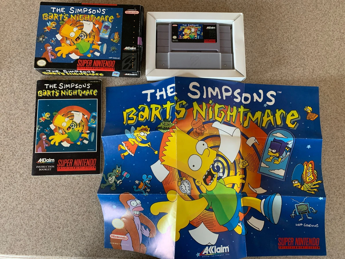 The Simpsons Bart s Nightmare Super Nintendo SNES 1992 COMPLETE w Box Tray