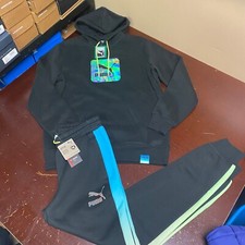 Puma Mens Black Lightsense Logo T7 Hoodie And Pant Sweat Tracksuit Size S M L