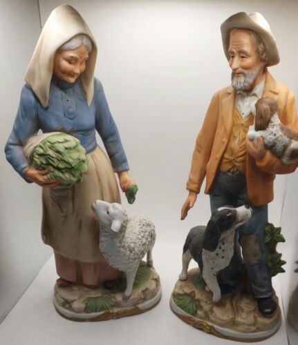 HOME DECOR Homco Old People Vegetable Harvest Sheep Dog Porcelain Figurine 8811  - Picture 1 of 4