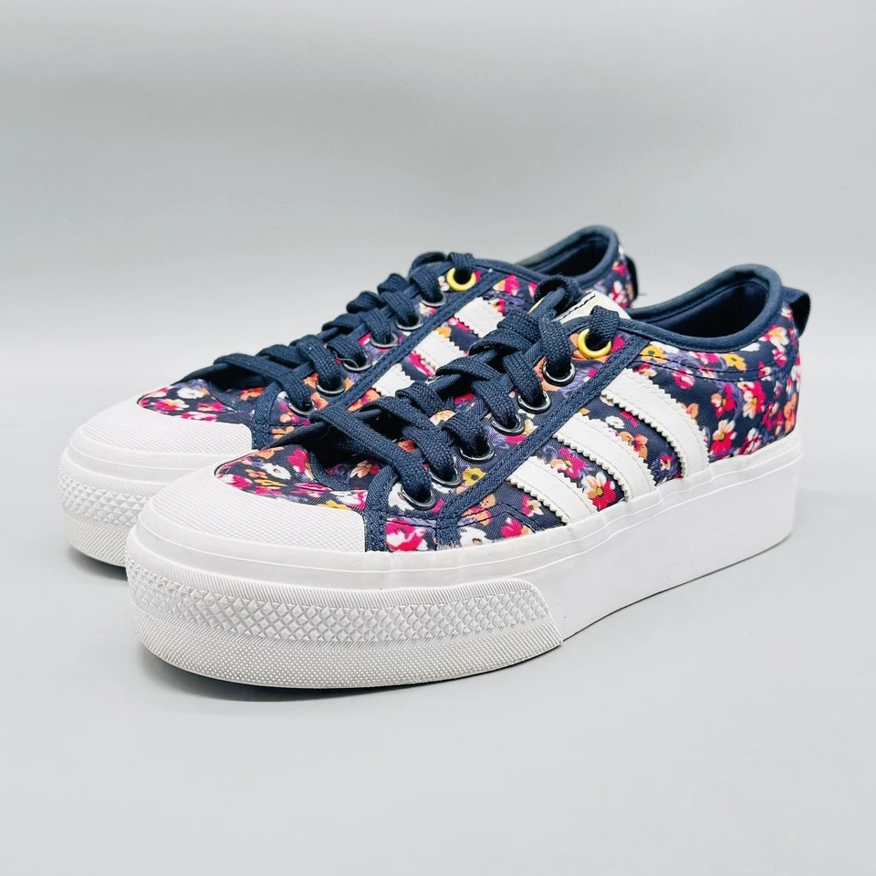 Adidas Shoes Womens 8.5 Blue Floral Nizza Platform HER Studio London Sneakers - Image 4 of 4