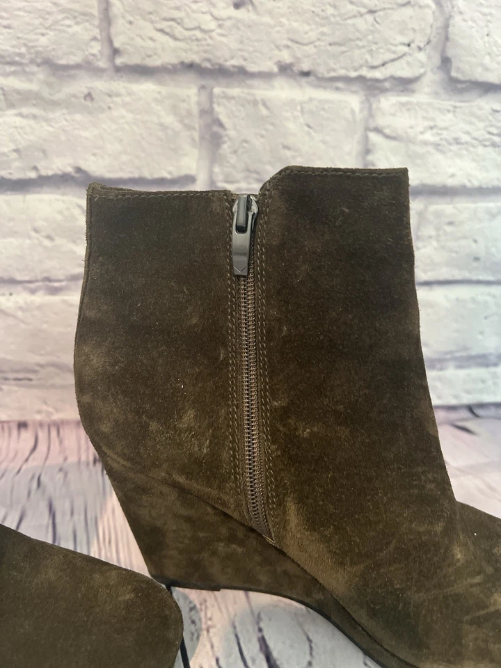 Botín de cuña VIA SPIGA de gamuza talla 8 para mujer color oliva con cremallera hecho en Italia Foto 4 de 4