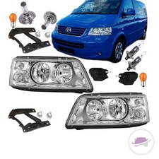 Scheinwerfer SET Rechts +Links H7/H1 Chrom +XXL Birnen +Garantie für VW T5 03-09