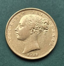 Queen Victoria 22 Carat Gold Full Sovereign 1848 Reverse Shield