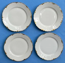 Set of FOUR Haviland Limoges Ranson with Gold Trim Bread Plates