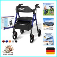 Vocic Faltbarer Leichter Rollator Mit Sitz Und Verstellbaren Griffen Saphirbl...