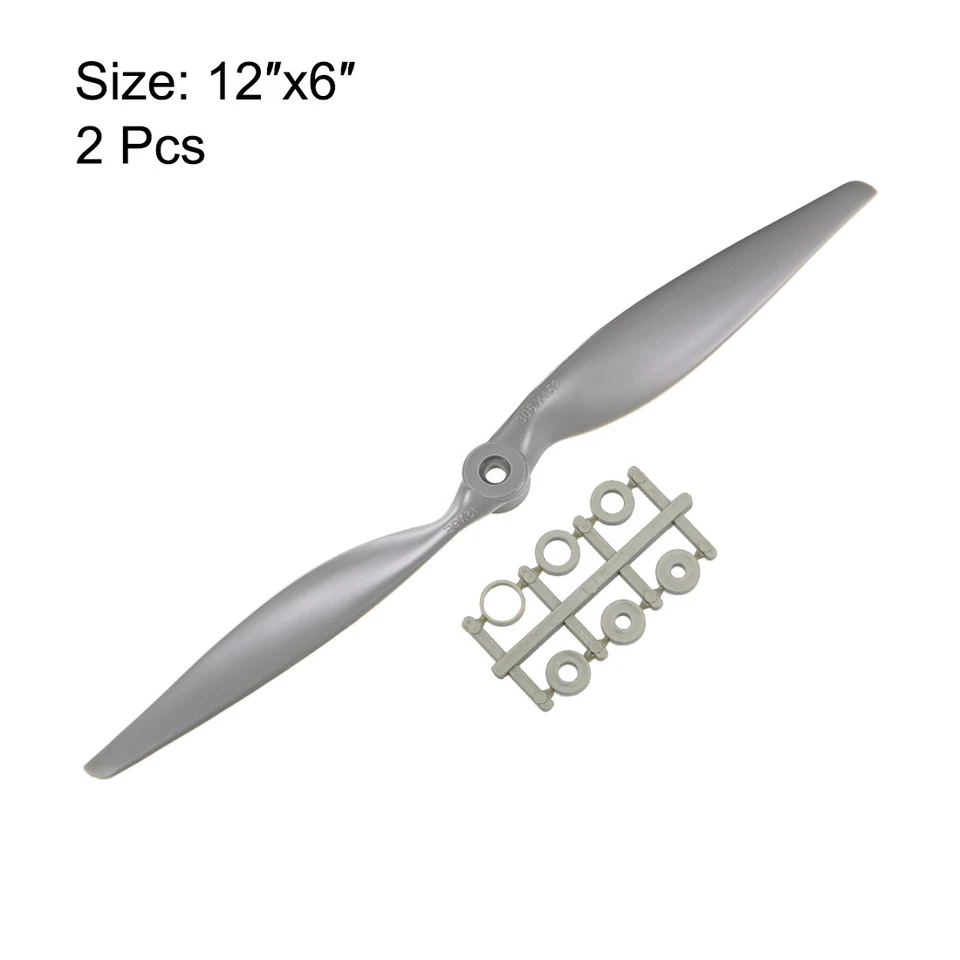 RC Propellers CW 12x6 Inch 2-Vane for Airplane Gray 2Pcs with Adapter Rings - Image 2 of 4