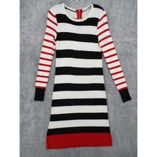 Eliza J Sweater Dress XS Striped Bodycon Exposed Zip Lightweight Fitted Career