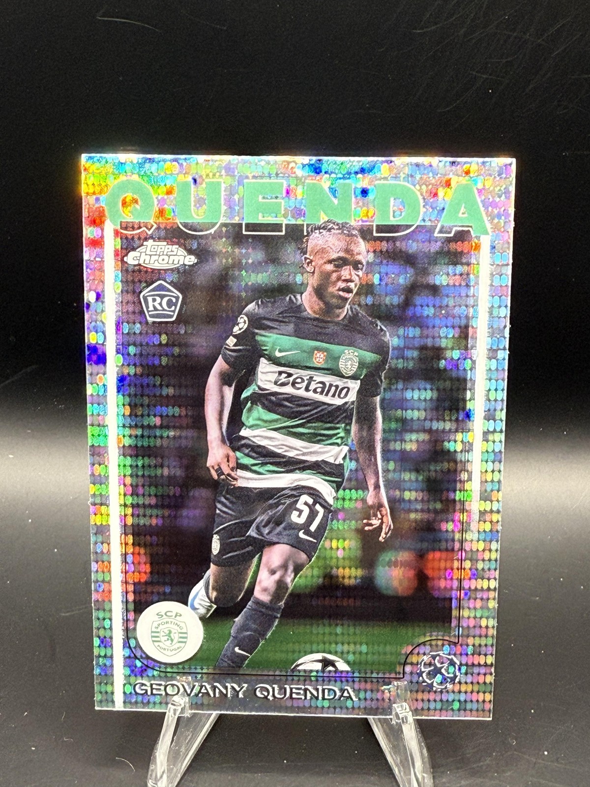 2024-25 Topps Chrome UEFA #108 Geovany Quenda Pulsar Refractor RC