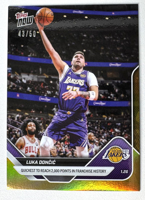 Luka Doncic Fastest 2,000 Pts 2025-26 NBA Topps NOW Card 145 Gold Foil /50