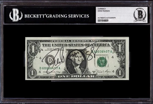 **RARE** Drew Pearson Signed $1 One US Dollar Bill Encapsulated Beckett BAS