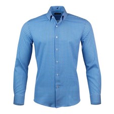 Nautica Slim Fit Dress Shirt 16"-16.5" Neck 34"-35" Sleeve Classic Blue Plaid L