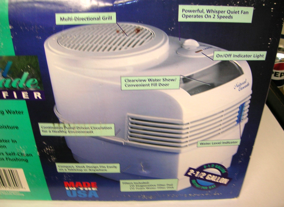 Lasko Natural Cascade Model 1100 Pump Humidifier Evaporative 1100 Sq Ft ...