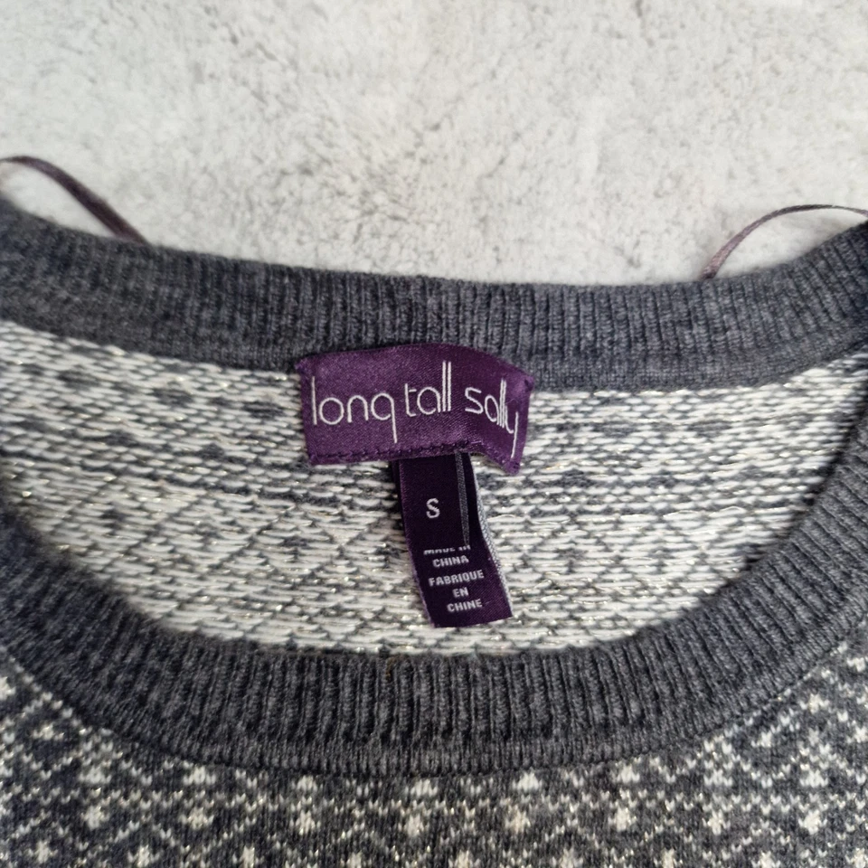 Длинный высокий Sally женщин маленький серый fair isle джемпер нордический S шерстяная смесь - Изображение 2 из 4