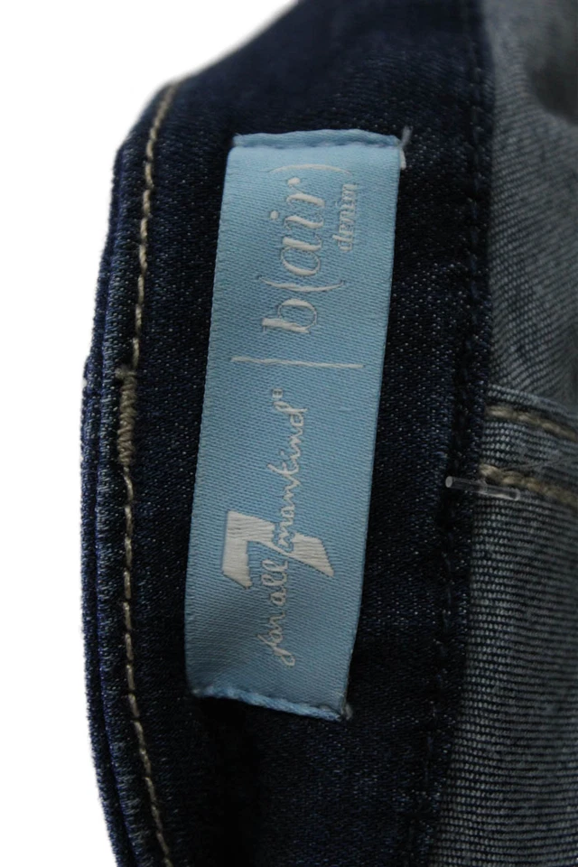Pantalones de mezclilla 7 For All Mankind para mujer mezcla de algodón lavado oscuro tiro medio azul talla 27 Foto 4 de 4