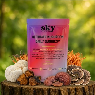 Sky Nutrition Ultimate Mushroom Daily Gummies 60 Gummies Wild Raspberry Flavour