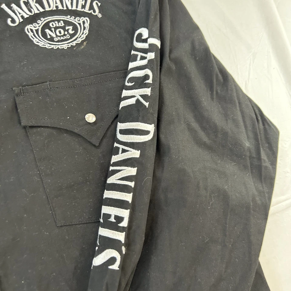 Camisa Jack Daniels Pearl Abotonada Para Hombres 2XL Bordada Estilo Occidental Negra Foto 2 de 4