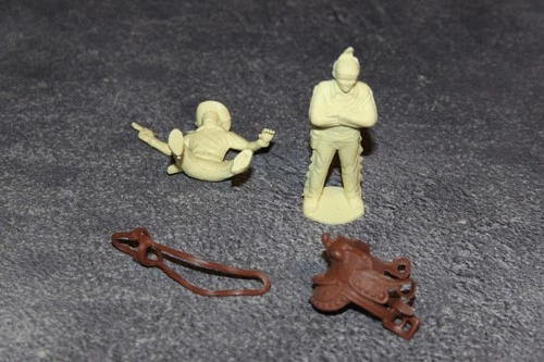 Marx Lone Ranger Ranch Tonto and Lone Ranger Plastic Figures W/Saddle,Bridle