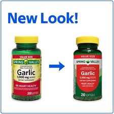 Spring Valley Odor-Controlled Garlic Softgels Value Size, 1,000 mg, 200 Count