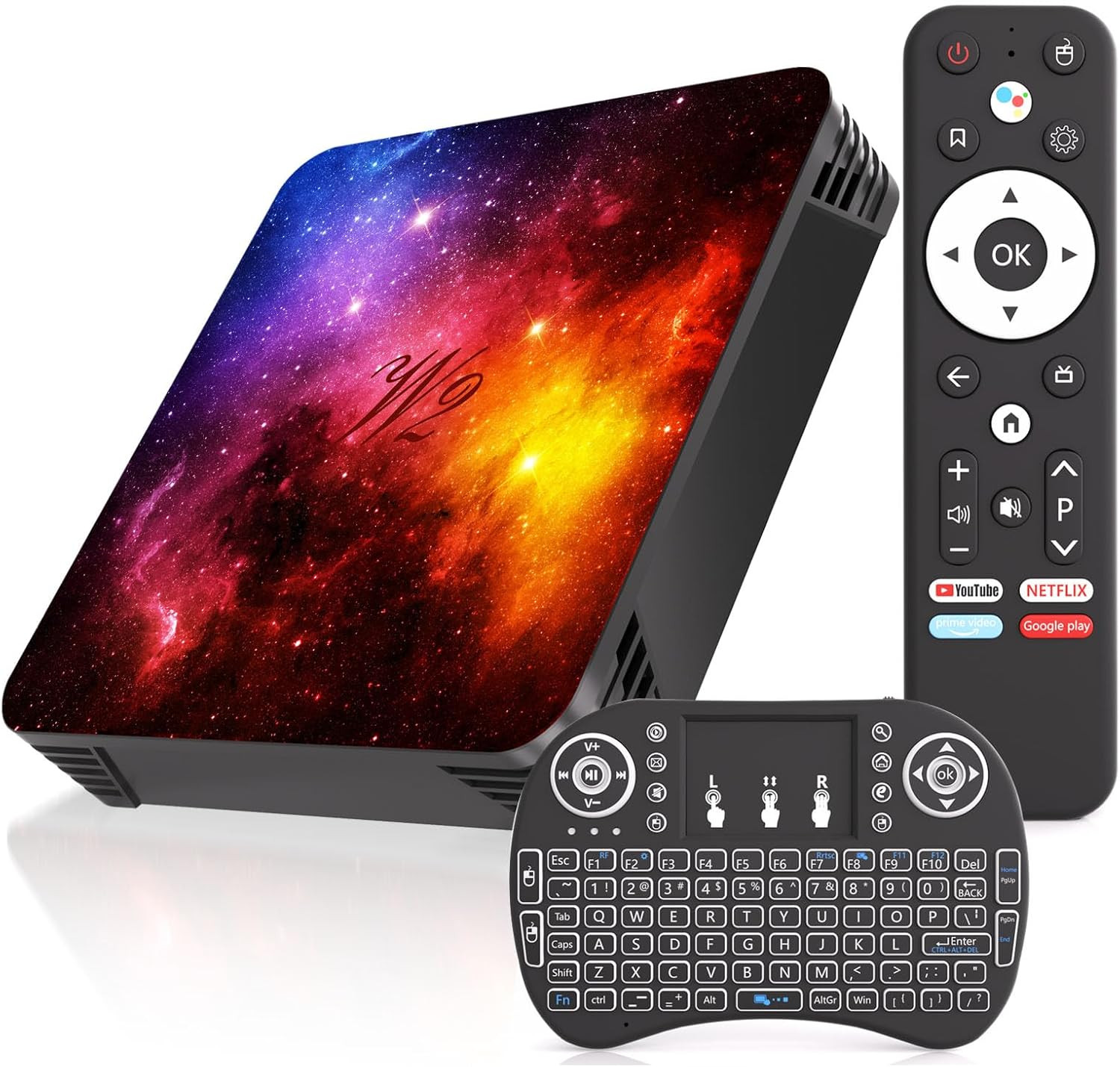 Android 14 TV Box à haute fluidité 4Go 64Go et éclairage LED Cosmique