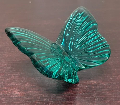 Vtg Waterford Ireland Crystal Butterfly Figurine Paperweight Teal