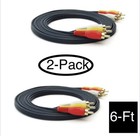 6ft 3Rca Red White Yellow Composite Stereo Audio Video Av Cable Cord Vcr Dvd 2pk