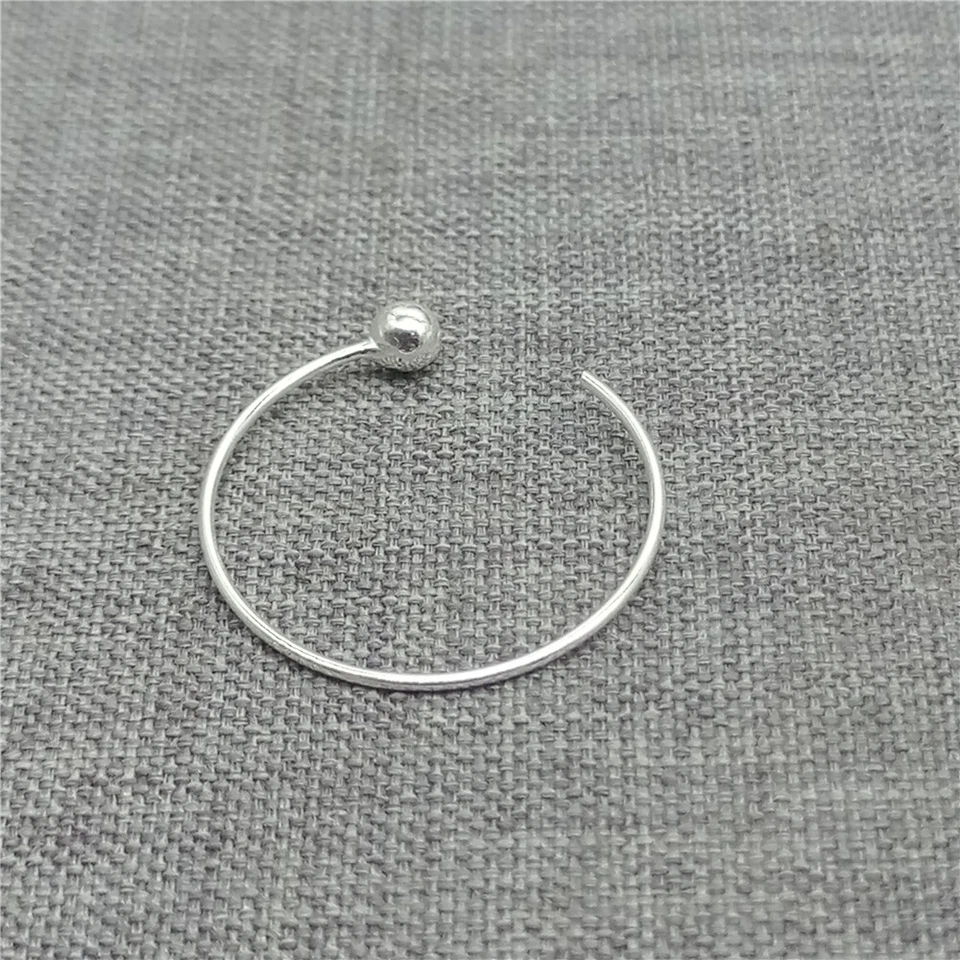 5prs de Plata de Ley 925 Círculo Cables de Oreja Sin Fin Bola Extremo Pendiente Joyería Foto 4 de 4