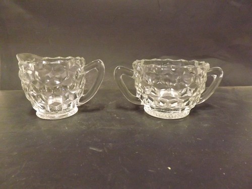FOSTORIA AMERICAN TEA INDIVIDUAL SIZE CLEAR CREAMER AND SUGAR - Picture 2 of 5