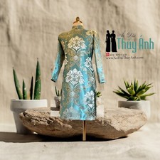 Green Ao Dai For Man, Vietnamese Traditional Long Dress for Men No pants G1