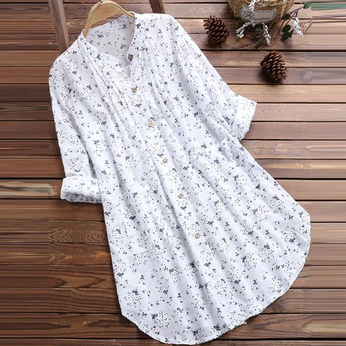 Women Linen Cotton T-Shirt Dress Plus Size Ladies Casual Baggy Tunic Tops Blouse - Bild 5 von 20