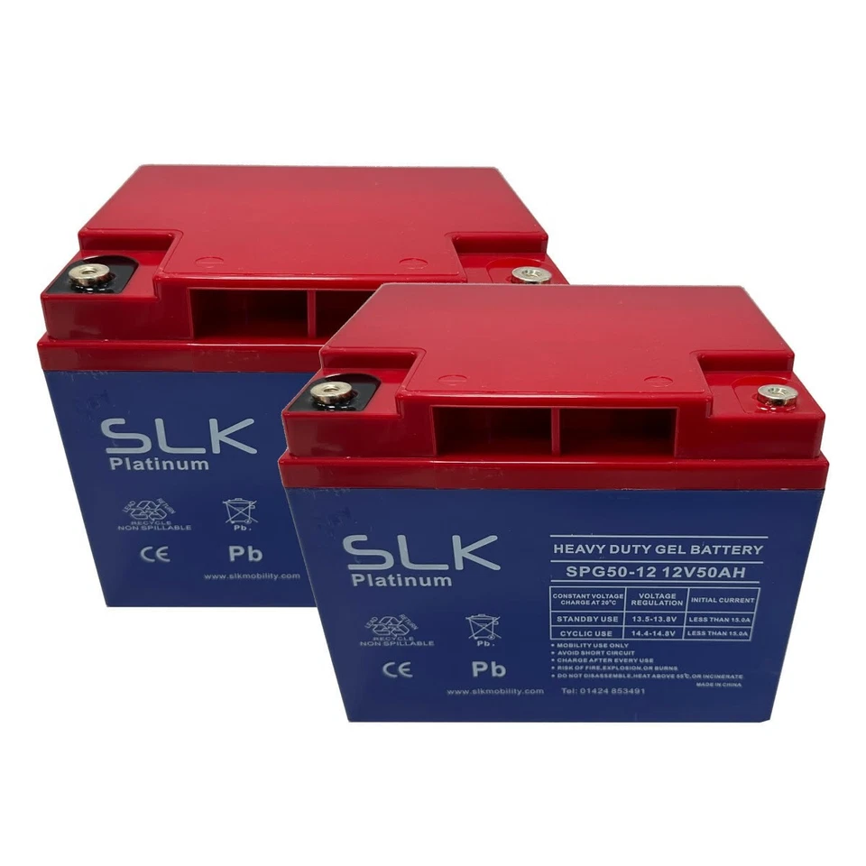 2 x 12V 50AH SLK PLATIN GEL MOBILITÄTSROLLER ROLLSTUHL BATTERIEN AS 40AH 45AH