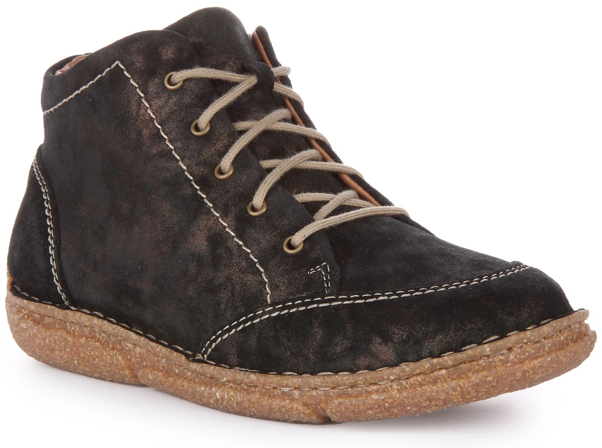 Josef Seibel Neele 01 Zip On Lace Up Smart Leather Boot Bronze Womens UK 3 8